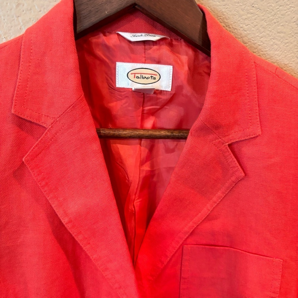 Vintage Talbots Irish Linen Blazer in Orange, size 8, Classic Staple Unique - Picture 3 of 12